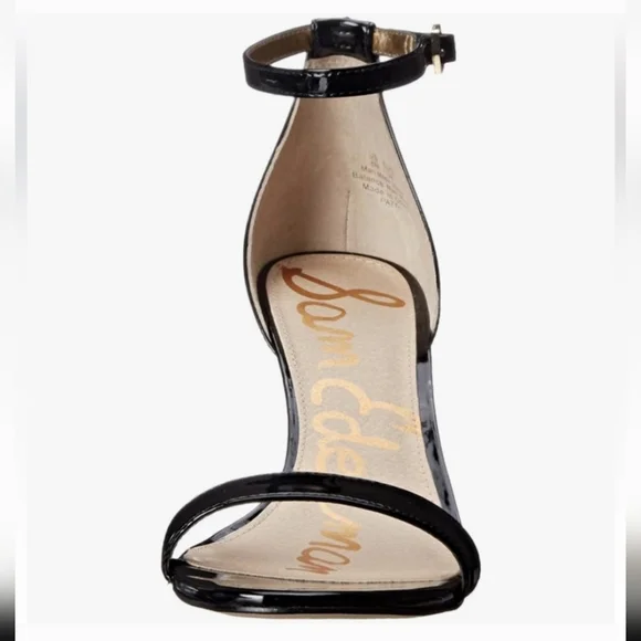 New w/Box Sam Edelman Patti Vegan Patent Leather Ankle Strap Dress Sandals - Picture 3 of 9